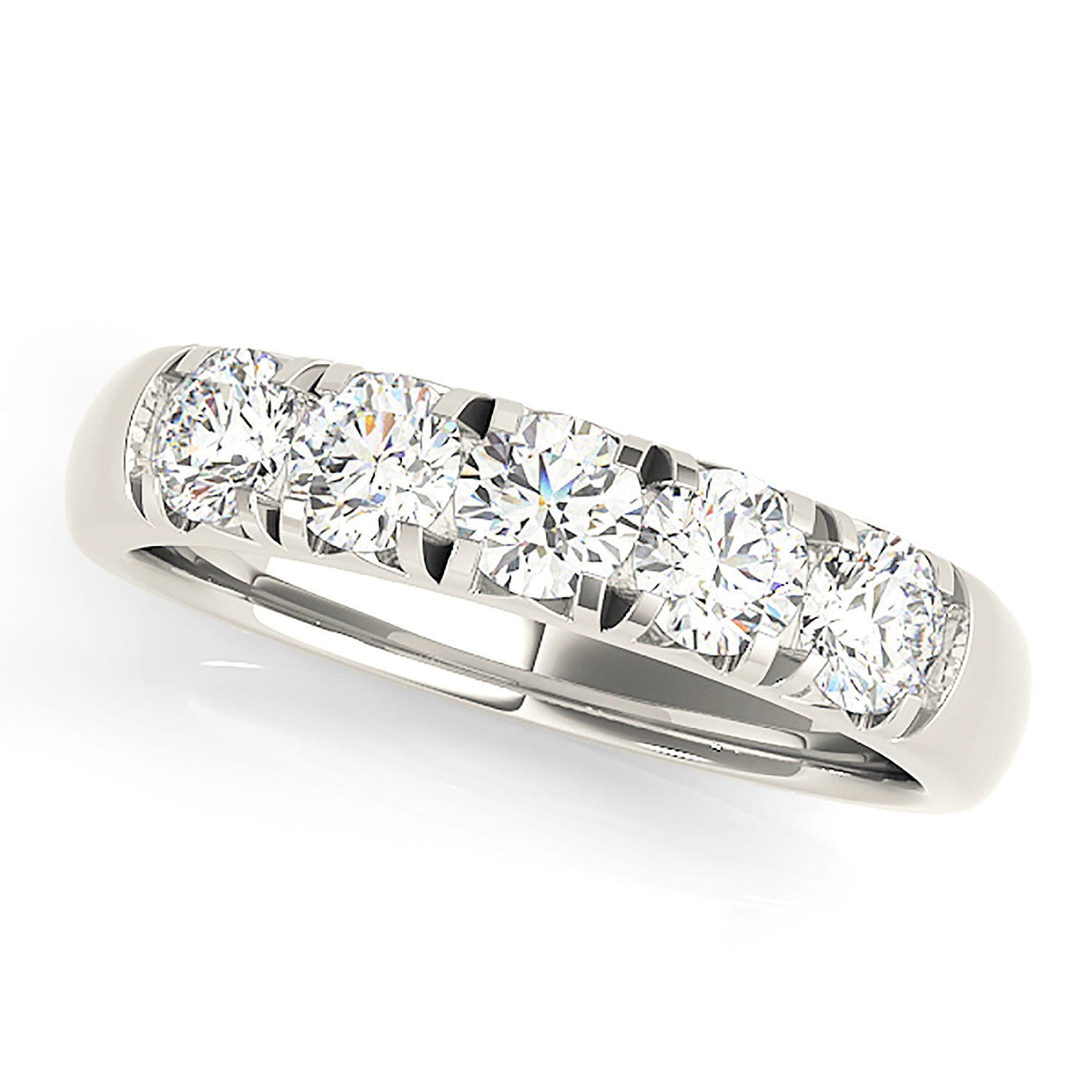 1.00 ctw. Round Diamond Wedding Band 5 Stone Anniversary Ring-VIRABYANI